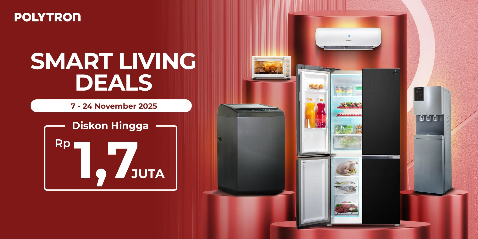 promo polytron kulkas mesin cuci ac oven november 2025