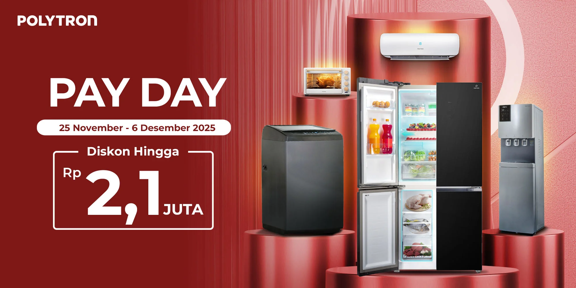 promo polytron kulkas mesin cuci ac oven november 2025