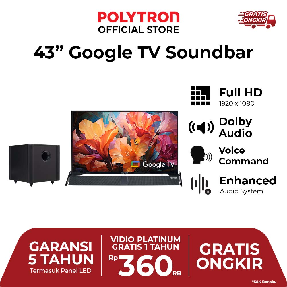 smart google tv 43 inch pld 43bg9058 with soundbar