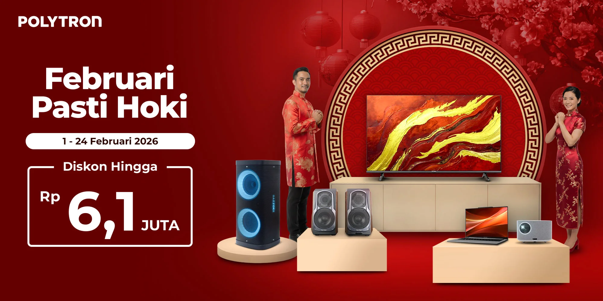 promo tv speaker laptop polytron februari 2026