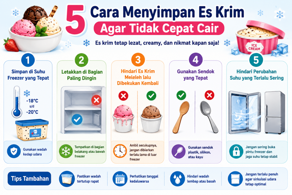cara menyimpan es krim di kulkas