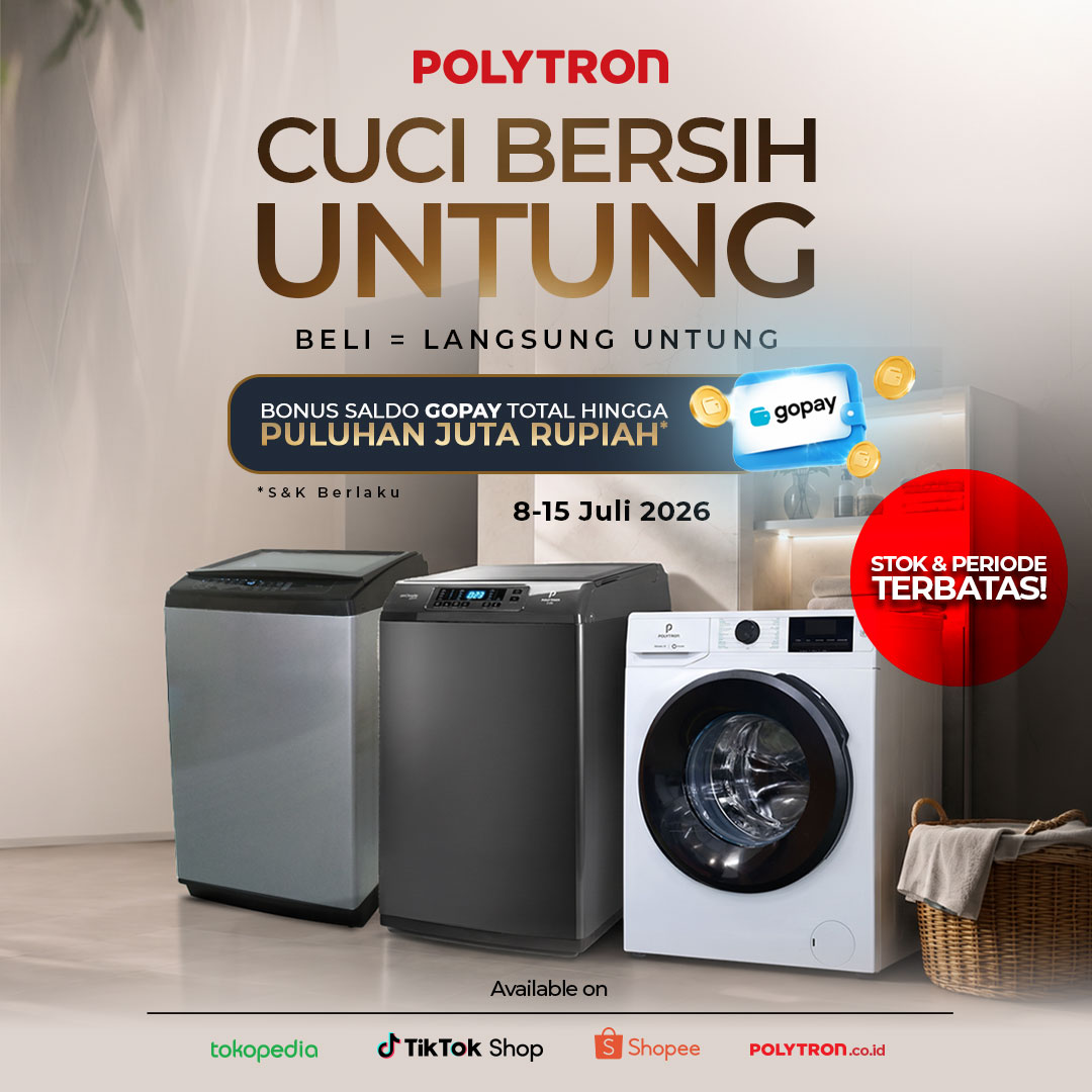 promo mesin cuci polytron cuci bersih untung cashback gopay